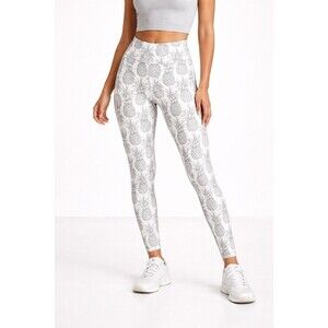 Love Fitness White Leggings Size XL Pineapple Print High Rise Pocket Yoga Pants